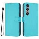 For Sony Xperia 1 VI 2024 Skin Feel Solid Color Leather Phone Case with Lanyard(Lake Blue) - 2