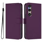For Sony Xperia 1 VI 2024 Skin Feel Solid Color Leather Phone Case with Lanyard(Violet) - 2