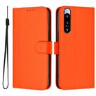 For Sony Xperia 5 IV Skin Feel Solid Color Leather Phone Case with Lanyard(Orange) - 2