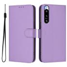 For Sony Xperia 5 IV Skin Feel Solid Color Leather Phone Case with Lanyard(Lavender Purple) - 2