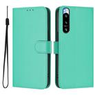 For Sony Xperia 5 IV Skin Feel Solid Color Leather Phone Case with Lanyard(Green) - 2