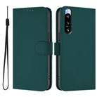 For Sony Xperia 5 IV Skin Feel Solid Color Leather Phone Case with Lanyard(Dark Green) - 2