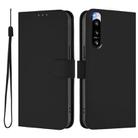 For Sony Xperia 5 IV Skin Feel Solid Color Leather Phone Case with Lanyard(Black) - 2