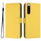 For Sony Xperia 5 IV Skin Feel Solid Color Leather Phone Case with Lanyard(Lemon Yellow) - 2