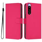For Sony Xperia 5 IV Skin Feel Solid Color Leather Phone Case with Lanyard(Rose Red) - 2