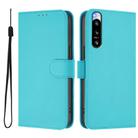 For Sony Xperia 5 IV Skin Feel Solid Color Leather Phone Case with Lanyard(Lake Blue) - 2
