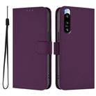 For Sony Xperia 5 IV Skin Feel Solid Color Leather Phone Case with Lanyard(Violet) - 2