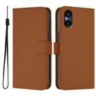 For Sony Xperia 5 V Skin Feel Solid Color Leather Phone Case with Lanyard(Brown) - 2