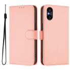 For Sony Xperia 5 V Skin Feel Solid Color Leather Phone Case with Lanyard(Pink) - 2