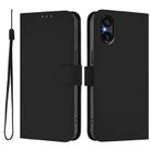 For Sony Xperia 5 V Skin Feel Solid Color Leather Phone Case with Lanyard(Black) - 2
