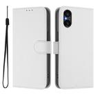 For Sony Xperia 5 V Skin Feel Solid Color Leather Phone Case with Lanyard(White) - 2
