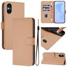 For Sony Xperia 5 VI 2024 Skin Feel Solid Color Leather Phone Case with Lanyard(Nude) - 1