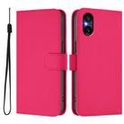 For Sony Xperia 5 VI 2024 Skin Feel Solid Color Leather Phone Case with Lanyard(Rose Red) - 2