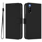 For Sony Xperia 10 IV Skin Feel Solid Color Leather Phone Case with Lanyard(Black) - 2