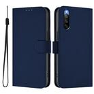 For Sony Xperia 10 IV Skin Feel Solid Color Leather Phone Case with Lanyard(Navy Blue) - 2