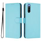 For Sony Xperia 10 IV Skin Feel Solid Color Leather Phone Case with Lanyard(Sky Blue) - 2
