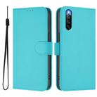 For Sony Xperia 10 IV Skin Feel Solid Color Leather Phone Case with Lanyard(Lake Blue) - 2