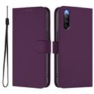 For Sony Xperia 10 IV Skin Feel Solid Color Leather Phone Case with Lanyard(Violet) - 2