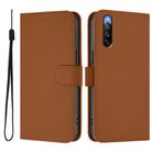 For Sony Xperia 10 V 2023 Skin Feel Solid Color Leather Phone Case with Lanyard(Brown) - 2