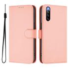 For Sony Xperia 10 V 2023 Skin Feel Solid Color Leather Phone Case with Lanyard(Pink) - 2