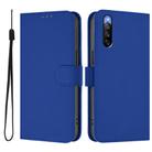 For Sony Xperia 10 V 2023 Skin Feel Solid Color Leather Phone Case with Lanyard(Dark Blue) - 2
