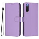 For Sony Xperia 10 V 2023 Skin Feel Solid Color Leather Phone Case with Lanyard(Lavender Purple) - 2