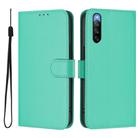 For Sony Xperia 10 V 2023 Skin Feel Solid Color Leather Phone Case with Lanyard(Green) - 2