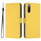 For Sony Xperia 10 V 2023 Skin Feel Solid Color Leather Phone Case with Lanyard(Lemon Yellow) - 2