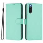 For Sony Xperia 10 V 2023 Skin Feel Solid Color Leather Phone Case with Lanyard(Mint Green) - 2