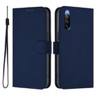 For Sony Xperia 10 V 2023 Skin Feel Solid Color Leather Phone Case with Lanyard(Navy Blue) - 2