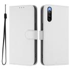 For Sony Xperia 10 V 2023 Skin Feel Solid Color Leather Phone Case with Lanyard(White) - 2