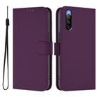 For Sony Xperia 10 V 2023 Skin Feel Solid Color Leather Phone Case with Lanyard(Violet) - 2