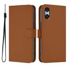 For Sony Xperia 10 VI 2024 Skin Feel Solid Color Leather Phone Case with Lanyard(Brown) - 2