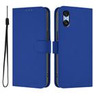 For Sony Xperia 10 VI 2024 Skin Feel Solid Color Leather Phone Case with Lanyard(Dark Blue) - 2