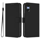 For Sony Xperia 10 VI 2024 Skin Feel Solid Color Leather Phone Case with Lanyard(Black) - 2