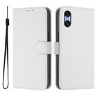 For Sony Xperia 10 VI 2024 Skin Feel Solid Color Leather Phone Case with Lanyard(White) - 2