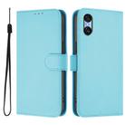For Sony Xperia 10 VI 2024 Skin Feel Solid Color Leather Phone Case with Lanyard(Sky Blue) - 2