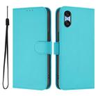 For Sony Xperia 10 VI 2024 Skin Feel Solid Color Leather Phone Case with Lanyard(Lake Blue) - 2