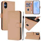 For Sony Xperia 5 VI Skin Feel Solid Color Leather Phone Case with Lanyard(Nude) - 1