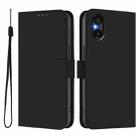 For Sony Xperia 5 VI Skin Feel Solid Color Leather Phone Case with Lanyard(Black) - 2