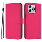 For Ulefone Note 18 Ultra Skin Feel Solid Color Leather Phone Case with Lanyard(Rose Red) - 2