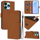 For Umidigi A15 / A15C / A15T Skin Feel Solid Color Leather Phone Case with Lanyard(Brown) - 1