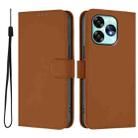 For Umidigi A15 / A15C / A15T Skin Feel Solid Color Leather Phone Case with Lanyard(Brown) - 2