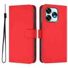 For Umidigi A15 / A15C / A15T Skin Feel Solid Color Leather Phone Case with Lanyard(Red) - 2