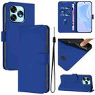 For Umidigi A15 / A15C / A15T Skin Feel Solid Color Leather Phone Case with Lanyard(Dark Blue) - 1