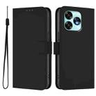 For Umidigi A15 / A15C / A15T Skin Feel Solid Color Leather Phone Case with Lanyard(Black) - 2