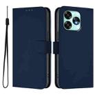 For Umidigi A15 / A15C / A15T Skin Feel Solid Color Leather Phone Case with Lanyard(Navy Blue) - 2