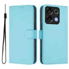 For Umidigi G9 5G Skin Feel Solid Color Leather Phone Case with Lanyard(Sky Blue) - 2