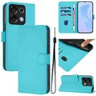 For Umidigi G9 5G Skin Feel Solid Color Leather Phone Case with Lanyard(Lake Blue) - 1