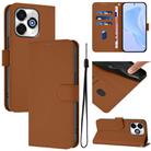 For Umidigi G100X 5G / 4G Skin Feel Solid Color Leather Phone Case with Lanyard(Brown) - 1